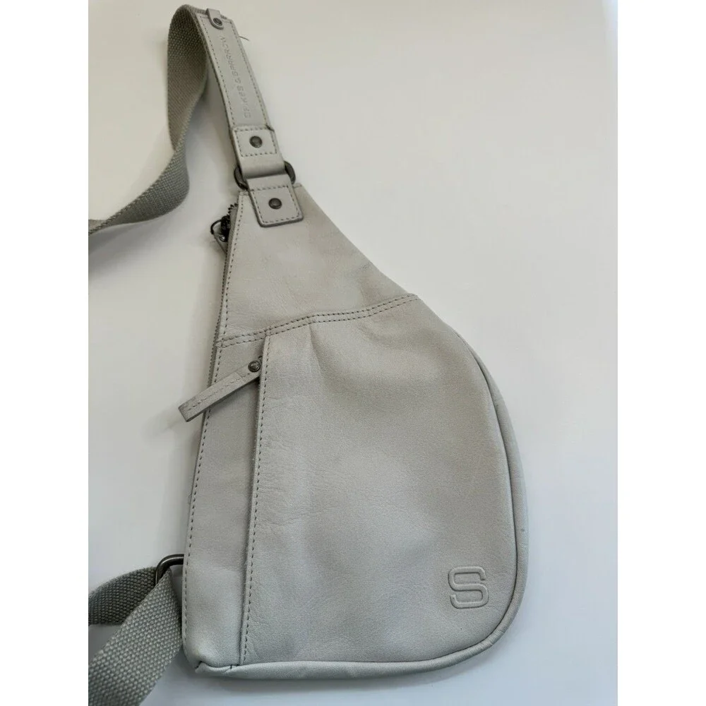 Spikes & Sparrow Flat Sling Bag Back Pack Taupe Leather